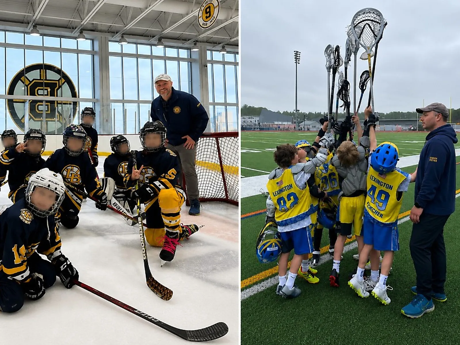 Coach Peter with youth hockey and lacrosse teams